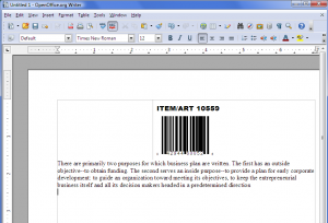 Barcode in OO Writer